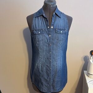 White House Black Market Blue Button Down Shirt